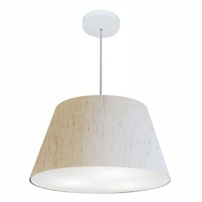 Lustre Pendente Cone Vivare Md-4248 Cúpula Em Tecido 30/50x35cm - Bivolt Linho Bege 127/220v