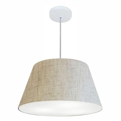 Lustre Pendente Cone Vivare Md-4248 Cúpula Em Tecido 30/50x35cm - Bivolt Rustico-bege 127/220v