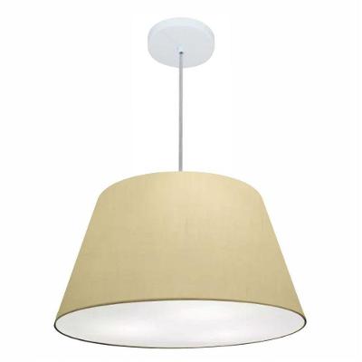 Lustre Pendente Cone Vivare Md-4248 Cúpula Em Tecido 30/50x35cm - Bivolt Algodão-crú 127/220v