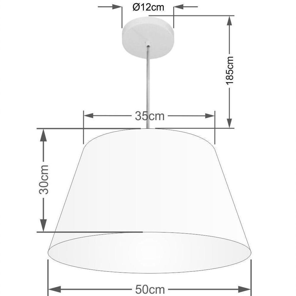Lustre Pendente Cone Vivare Md-4248 Cúpula Em Tecido 30/50x35cm - Bivolt Palha 127/220v - 2