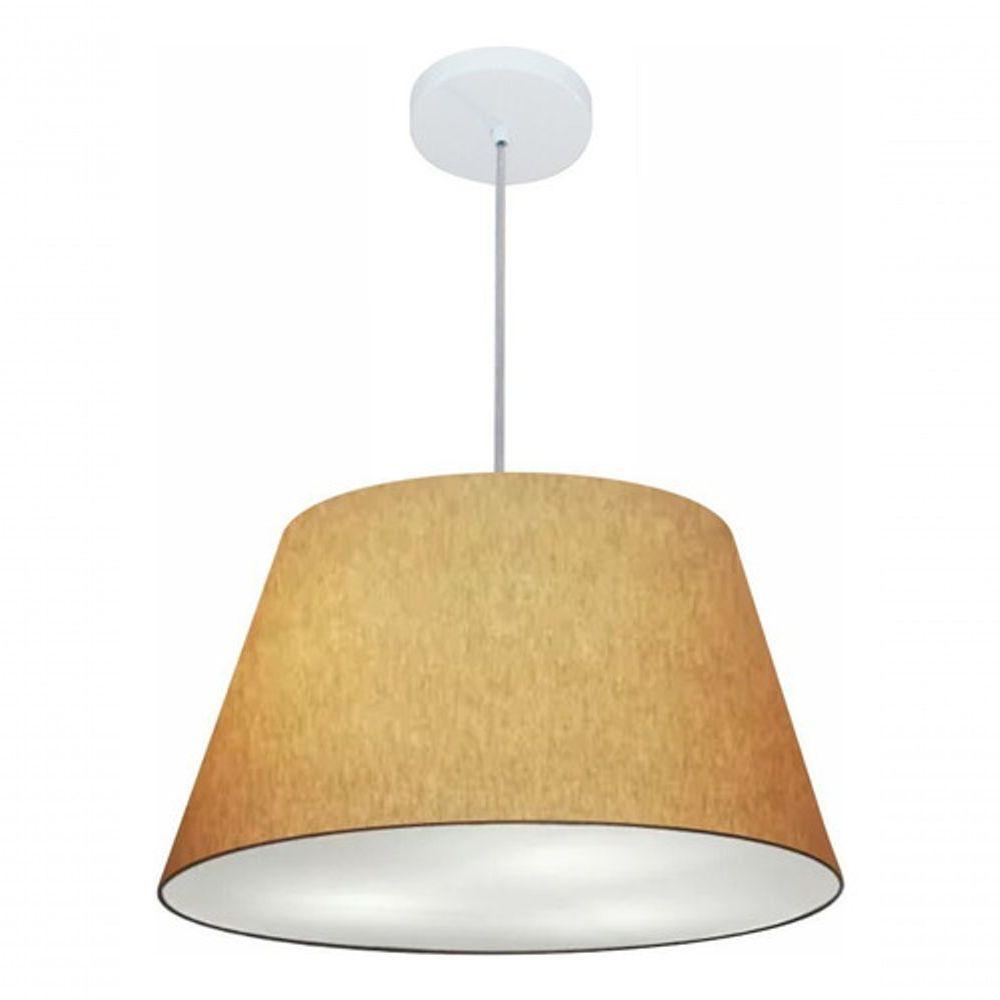 Lustre Pendente Cone Vivare Md-4248 Cúpula Em Tecido 30/50x35cm - Bivolt Palha 127/220v - 3