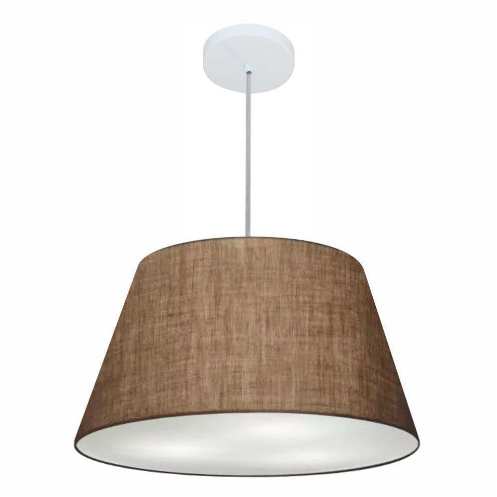 Lustre Pendente Cone Vivare Md-4248 Cúpula Em Tecido 30/50x35cm - Bivolt Café 127/220v - 1