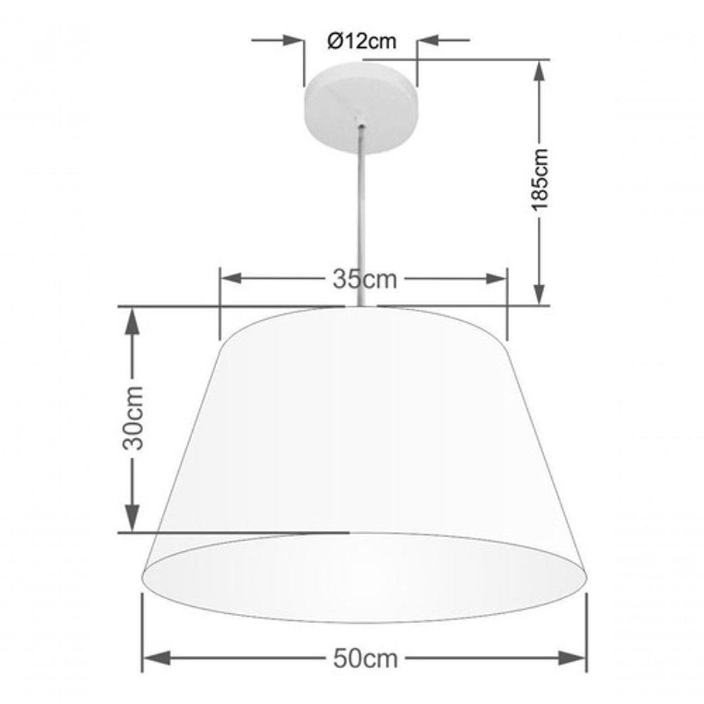 Lustre Pendente Cone Vivare Md-4248 Cúpula Em Tecido 30/50x35cm - Bivolt Café 127/220v - 4