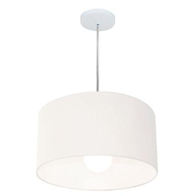 Lustre Pendente Cilíndrico Vivare Md-4202 Cúpula Em Tecido 40x25cm - Bivolt Branco 127/220v