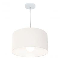 Lustre Pendente Cilíndrico Vivare Md-4202 Cúpula Em Tecido 40x25cm - Bivolt Branco 127/220v - 3