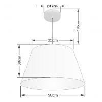 Lustre Pendente Cone Vivare Md-4248 Cúpula Em Tecido 30/50x35cm - Bivolt Branco 127/220v - 4