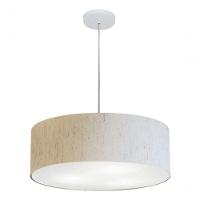 Lustre Pendente Cilíndrico Vivare Md-4254 Cúpula Em Tecido 45x15cm - Bivolt Linho Bege 127/220v - 3
