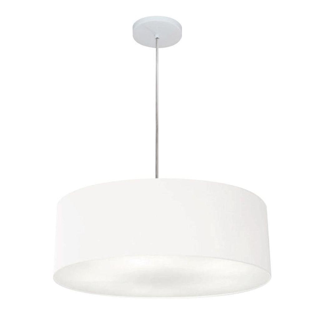 Lustre Pendente Cilíndrico Vivare Md-4254 Cúpula Em Tecido 45x15cm - Bivolt Branco 127/220v - 1