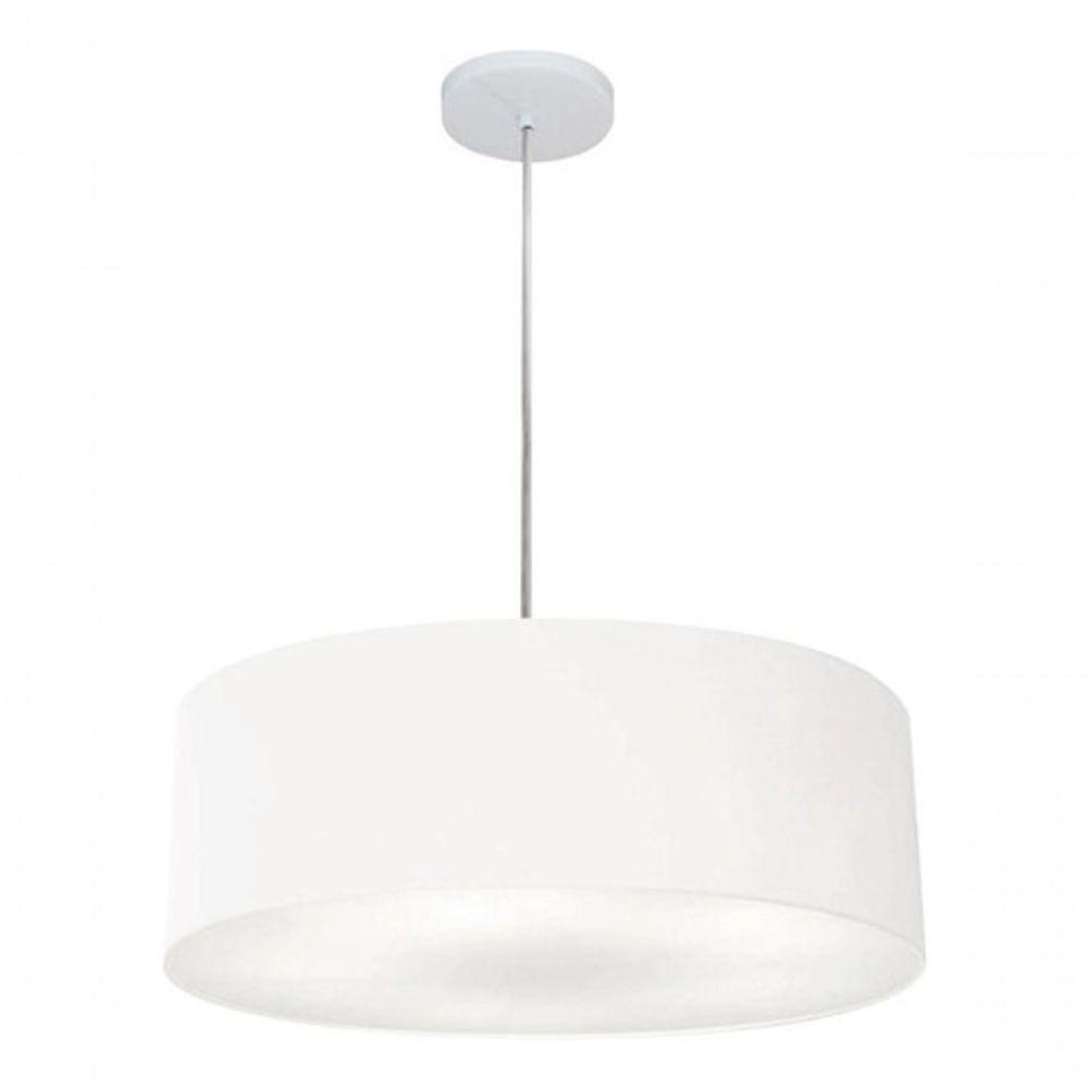 Lustre Pendente Cilíndrico Vivare Md-4254 Cúpula Em Tecido 45x15cm - Bivolt Branco 127/220v - 3