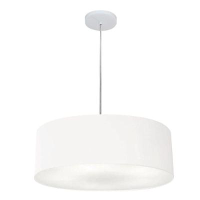Lustre Pendente Cilíndrico Vivare Md-4254 Cúpula Em Tecido 45x15cm - Bivolt Branco 127/220v