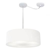 Lustre Pendente Cilíndrico Com Desvio De Centro Vivare Md-4222 Cúpula Em Tecido 45x15cm - Bivolt Branco 127/220v - 3