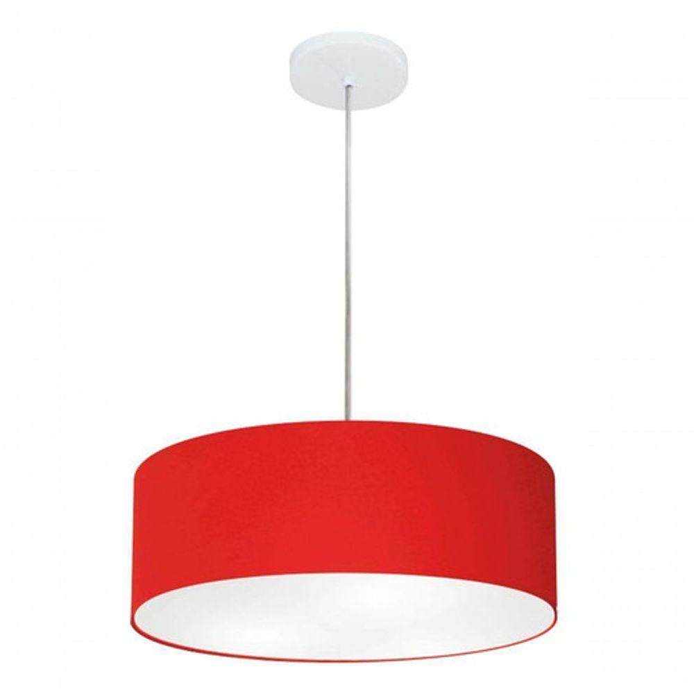 Lustre Pendente Cilíndrico Vivare Md-4132 Cúpula Em Tecido 40x15cm - Bivolt Vermelho 127/220v - 3
