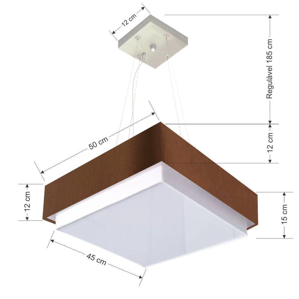Lustre Para Sala De Jantar Vivare Md-4404 Cúpula Em Tecido 50x50cm Café 127/220v - 3