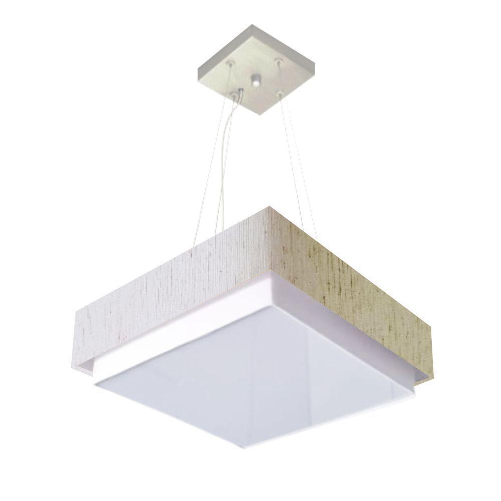 Lustre Para Sala De Jantar Vivare Md-4403 Cúpula Em Tecido 45x45cm Linho Bege 127/220v - 1