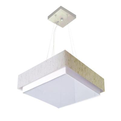 Lustre Para Sala De Jantar Vivare Md-4403 Cúpula Em Tecido 45x45cm Linho Bege 127/220v