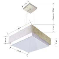 Lustre Para Sala De Jantar Vivare Md-4403 Cúpula Em Tecido 45x45cm Linho Bege 127/220v - 2