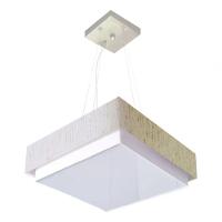 Lustre Para Sala De Jantar Vivare Md-4403 Cúpula Em Tecido 45x45cm Linho Bege 127/220v - 3