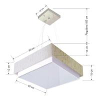 Lustre Para Sala De Jantar Vivare Md-4403 Cúpula Em Tecido 45x45cm Linho Bege 127/220v - 4