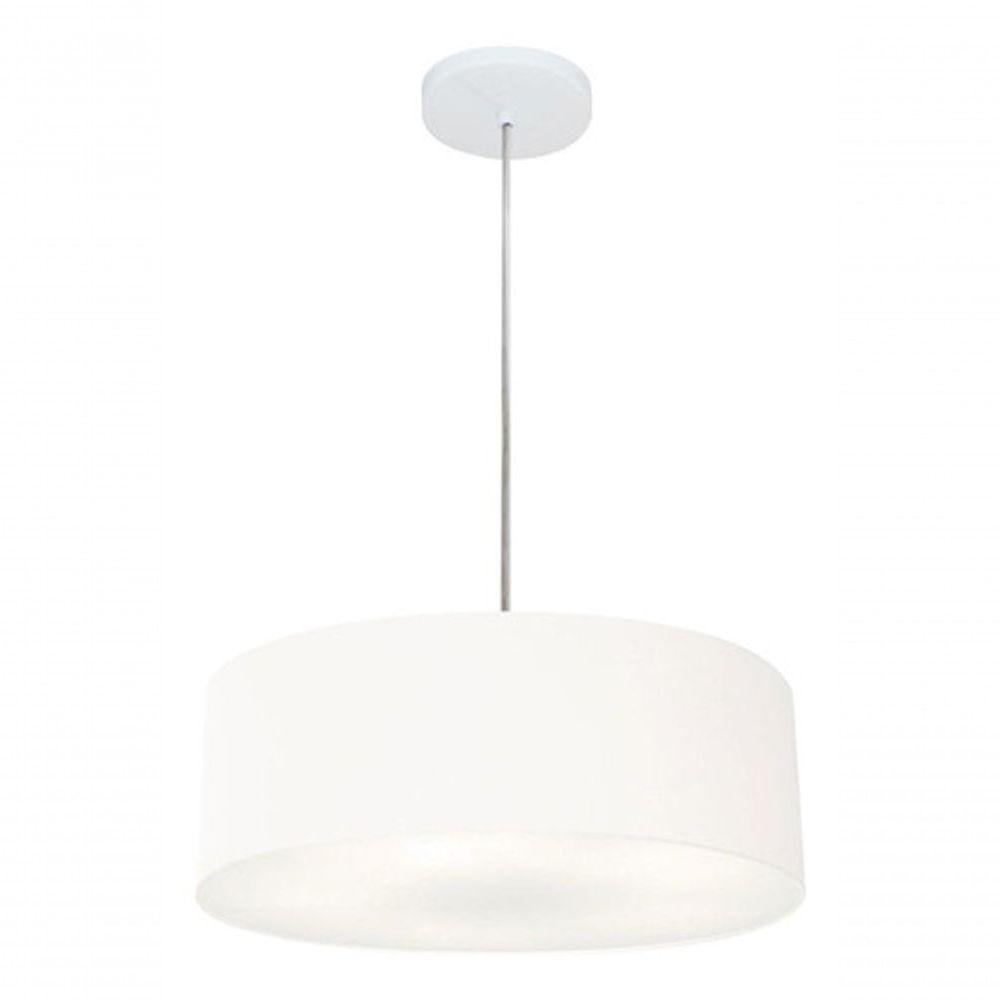Lustre Pendente Cilíndrico Vivare Md-4132 Cúpula Em Tecido 40x15cm - Bivolt Branco 127/220v - 4