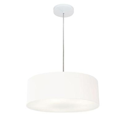 Lustre Pendente Cilíndrico Vivare Md-4132 Cúpula Em Tecido 40x15cm - Bivolt Branco 127/220v