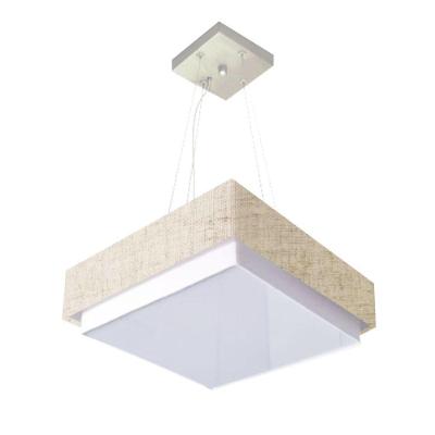 Lustre Para Sala De Jantar Vivare Md-4403 Cúpula Em Tecido 45x45cm Rustico-bege 127/220v