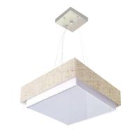 Lustre Para Sala De Jantar Vivare Md-4403 Cúpula Em Tecido 45x45cm Rustico-bege 127/220v - 1