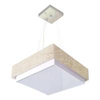 Lustre Para Sala De Jantar Vivare Md-4403 Cúpula Em Tecido 45x45cm Rustico-bege 127/220v - 3