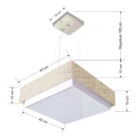 Lustre Para Sala De Jantar Vivare Md-4403 Cúpula Em Tecido 45x45cm Rustico-bege 127/220v - 4