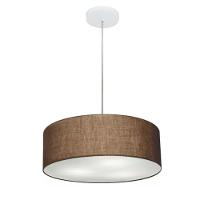 Lustre Pendente Cilíndrico Vivare Md-4132 Cúpula Em Tecido 40x15cm - Bivolt Café 127/220v - 1