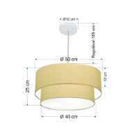 Lustre Pendente Duplo Cilíndrico Vivare Md-4351 Cúpula Em Tecido 50x40cm - Bivolt Algodão-crú 127/220v - 2