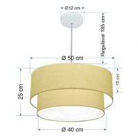 Lustre Pendente Duplo Cilíndrico Vivare Md-4351 Cúpula Em Tecido 50x40cm - Bivolt Algodão-crú 127/220v - 5
