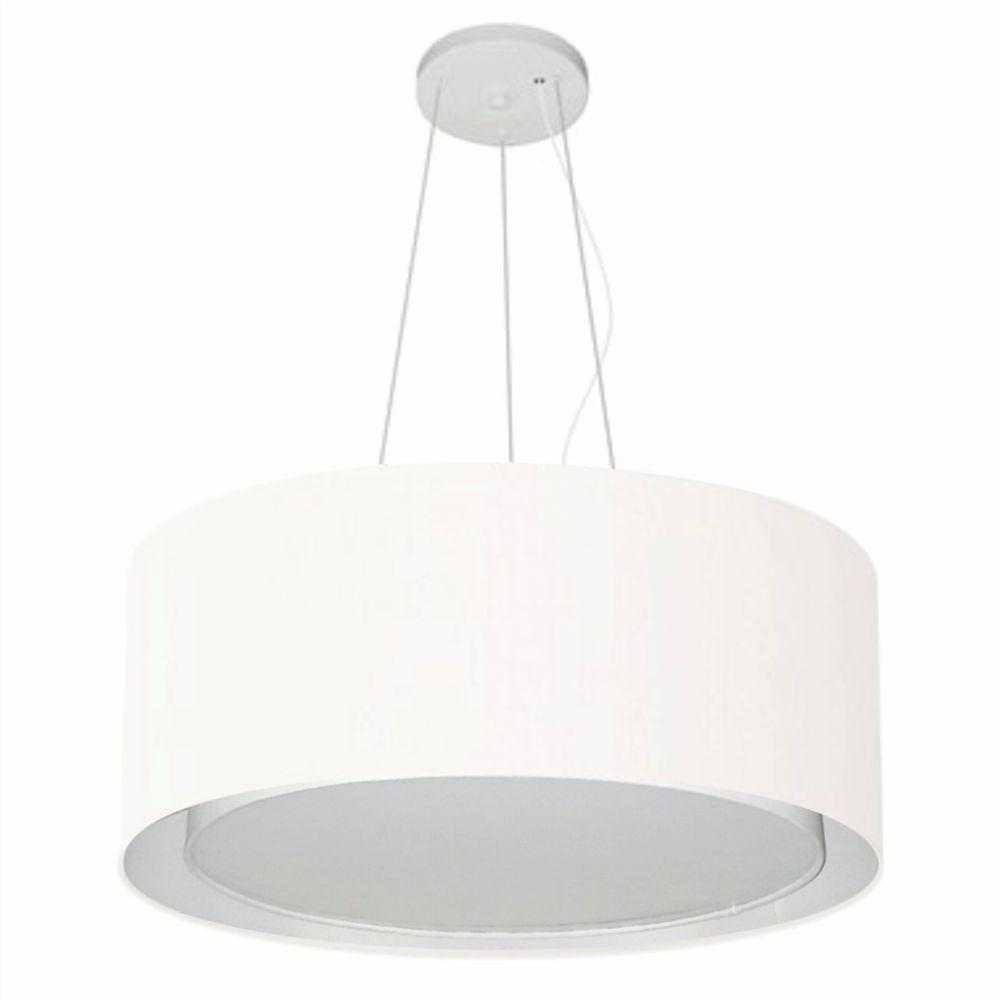 Lustre Pendente Cilíndrico Duplo Vivare Md-4124 Cúpula Em Tecido 50x25cm - Bivolt Branco 127/220v - 1