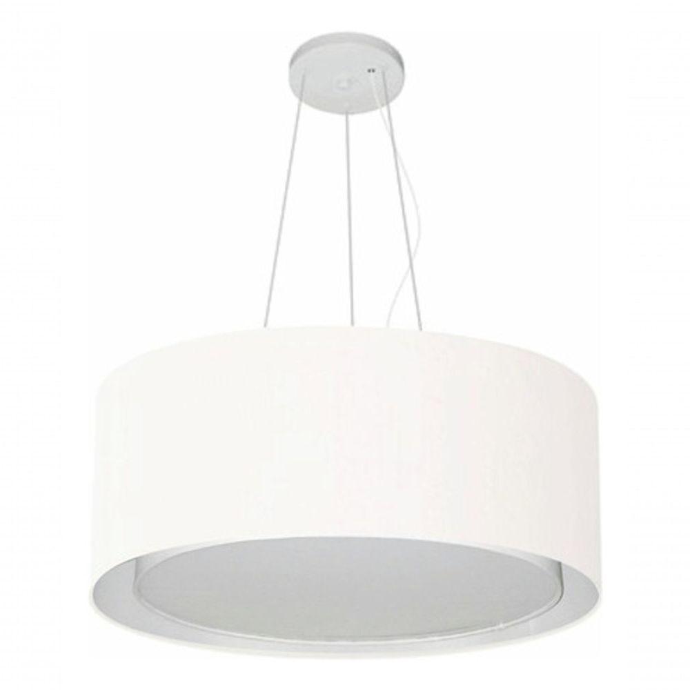 Lustre Pendente Cilíndrico Duplo Vivare Md-4124 Cúpula Em Tecido 50x25cm - Bivolt Branco 127/220v - 3