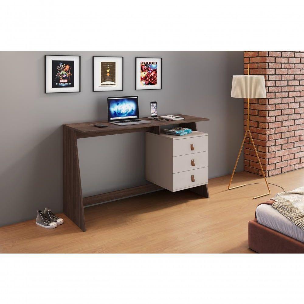 Escrivaninha Mesa De Estudo Gaby Jcm Moveis Café/off White - 2