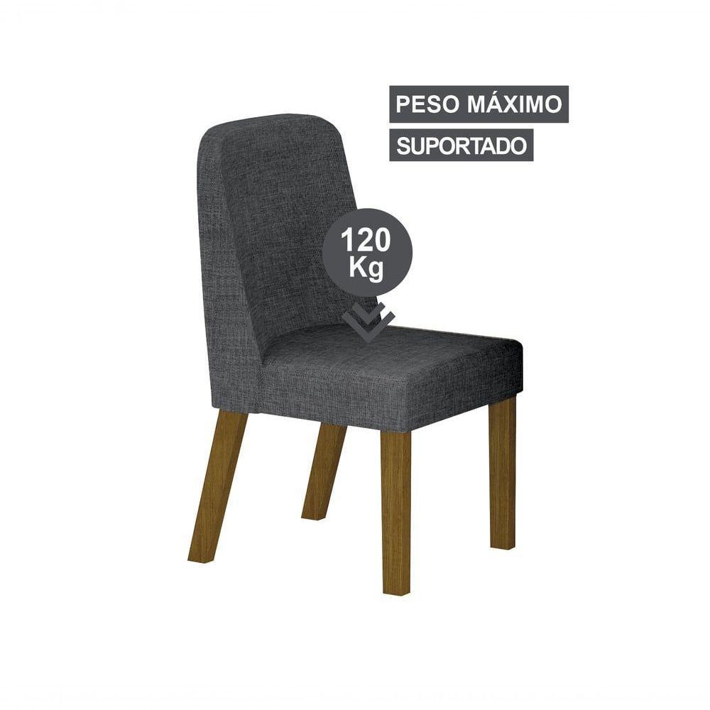 Conjunto Sala De Jantar Mesa Orgânica Com Vidro 180cm Com 6 Cadeiras Pé Madeira Isis Freijó/off White/linho Chumbo - 5