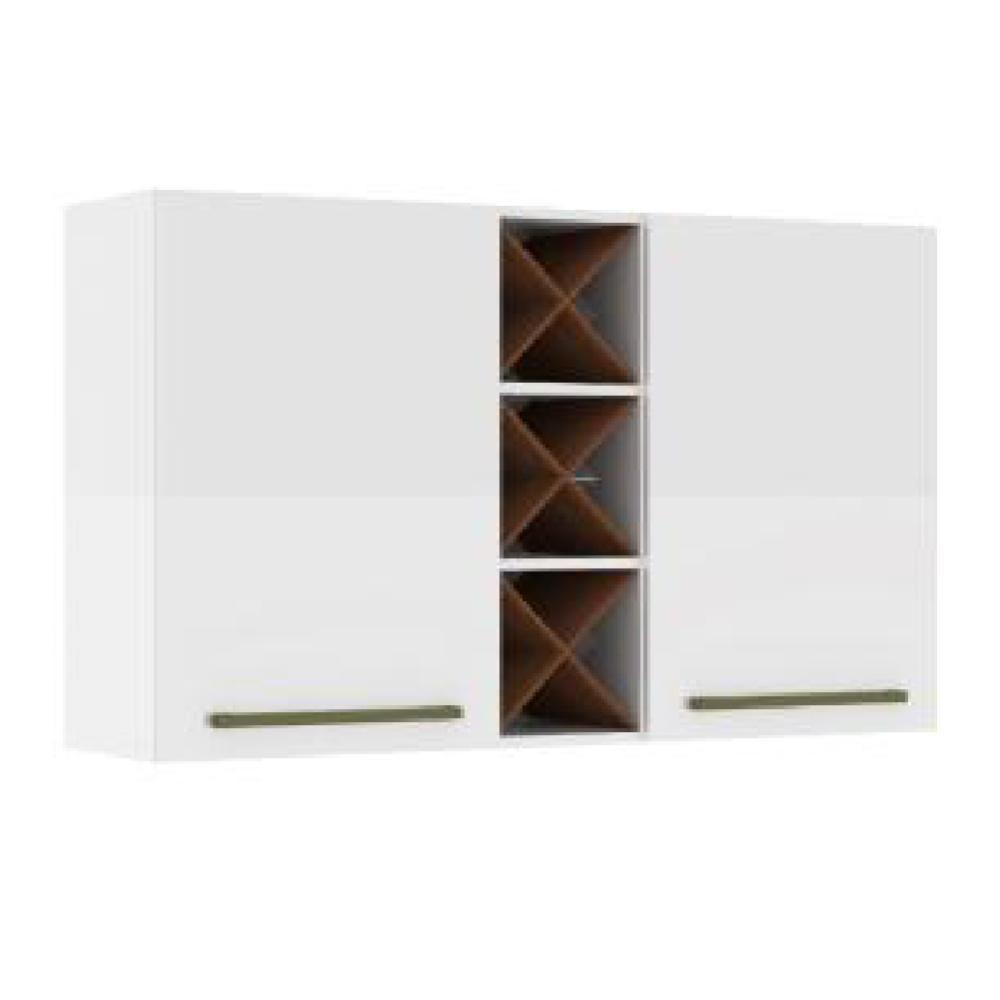 Armário Aéreo 2 Portas Com Garrafeiro Favorita Branco / Natura Branco Nature - 1