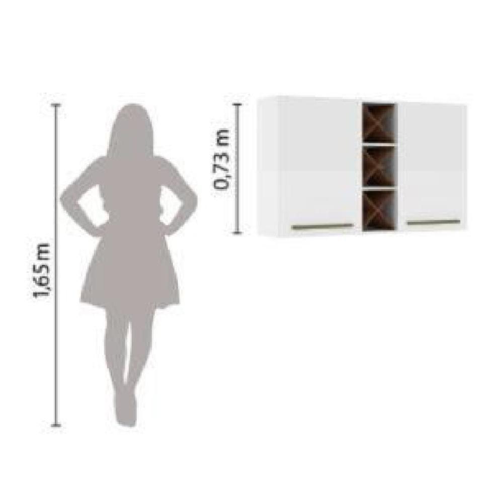 Armário Aéreo 2 Portas Com Garrafeiro Favorita Branco / Natura Branco Nature - 2