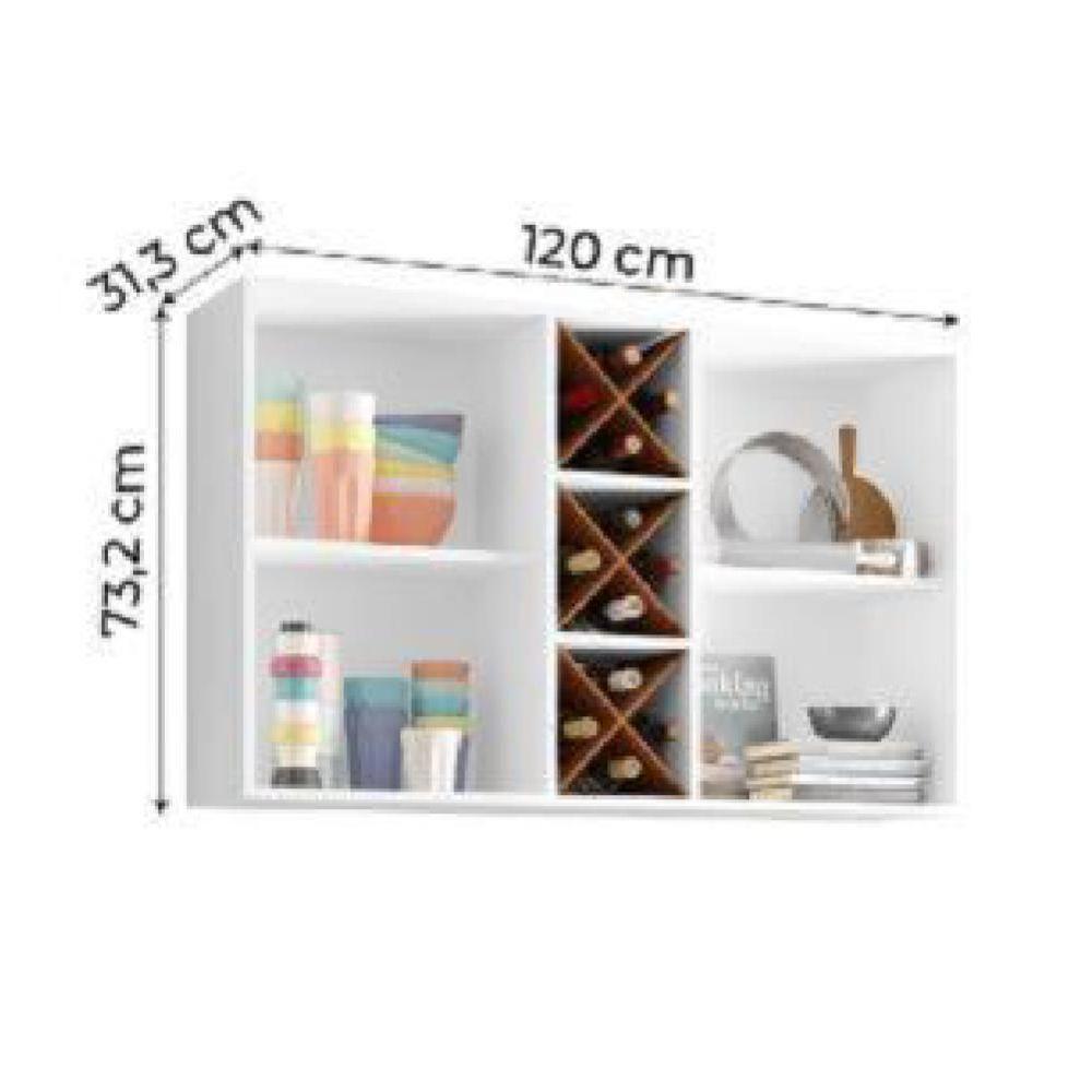 Armário Aéreo 2 Portas Com Garrafeiro Favorita Branco / Natura Branco Nature - 4