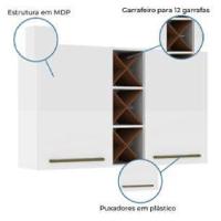 Armário Aéreo 2 Portas Com Garrafeiro Favorita Branco / Natura Branco Nature - 3