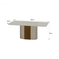 Conjunto Sala De Jantar Mesa Com Vidro 180cm Com 6 Cadeiras Pé Mdf Dacota Off White Freijó/off White/linho Cinza - 3