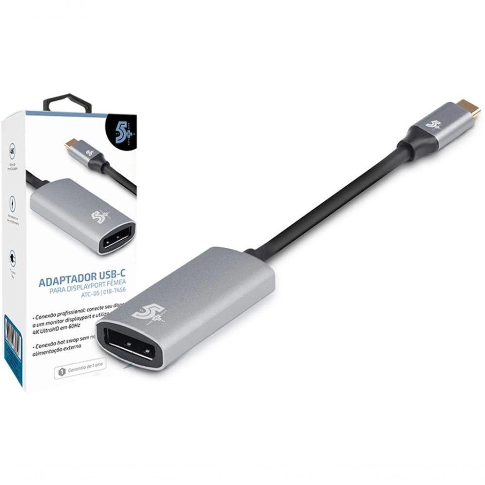 Adaptador Usb-c Para Dispalyport Femea 4k 60hz 5+ - 1