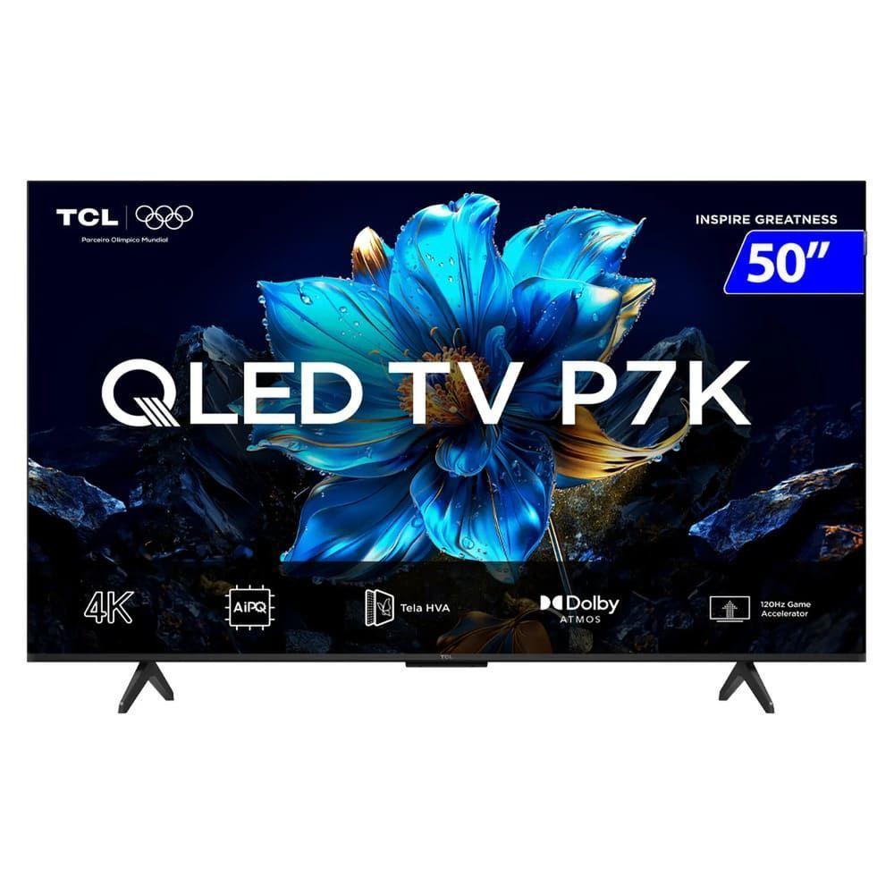 TV 50 Polegadas TCL QLED 4K Google TV Wi-Fi Comando De Voz 50P7K - 1