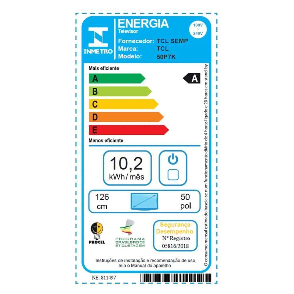 TV 50 Polegadas TCL QLED 4K Google TV Wi-Fi Comando De Voz 50P7K - 4