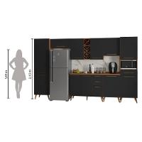 Armário De Cozinha Completa Com Adega 11 Portas 4 Gavetas Favorita Preto/nature Preto Naturale - 2