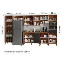 Armário De Cozinha Completa Com Adega 11 Portas 4 Gavetas Favorita Preto/nature Preto Naturale