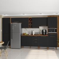 Armário De Cozinha Completa Com Adega 11 Portas 4 Gavetas Favorita Preto/nature Preto Naturale - 5