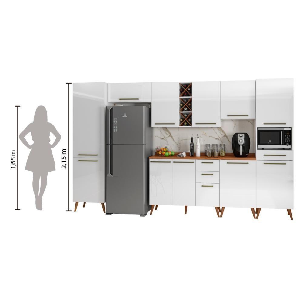 Armário De Cozinha Completa Com Adega 11 Portas 4 Gavetas Favorita Branco/nature Branco Nature - 2