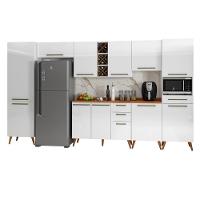 Armário De Cozinha Completa Com Adega 11 Portas 4 Gavetas Favorita Branco/nature Branco Nature - 1