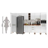 Armário De Cozinha Completa Com Adega 11 Portas 4 Gavetas Favorita Branco/nature Branco Nature - 2