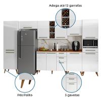 Armário De Cozinha Completa Com Adega 11 Portas 4 Gavetas Favorita Branco/nature Branco Nature - 3
